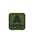 Bloodtype Square Rubber Patch A+ Olive Green